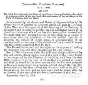 Historic Legislation, June 26, 1936. Full text is duplicated in the body of this page.