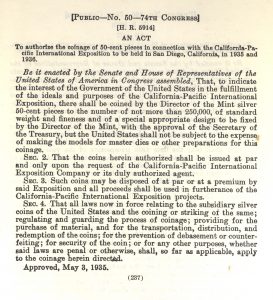 Historic Legislation, May 3, 1935. Full text is duplicated in the body of this page.