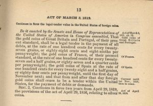 Historic Legislation, March 3, 1819. Full text is duplicated in the body of this page.