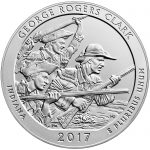 2017 America the Beautiful Quarters Five Ounce Silver Uncirculated Coin George Rogers Clark Indiana Reverse
