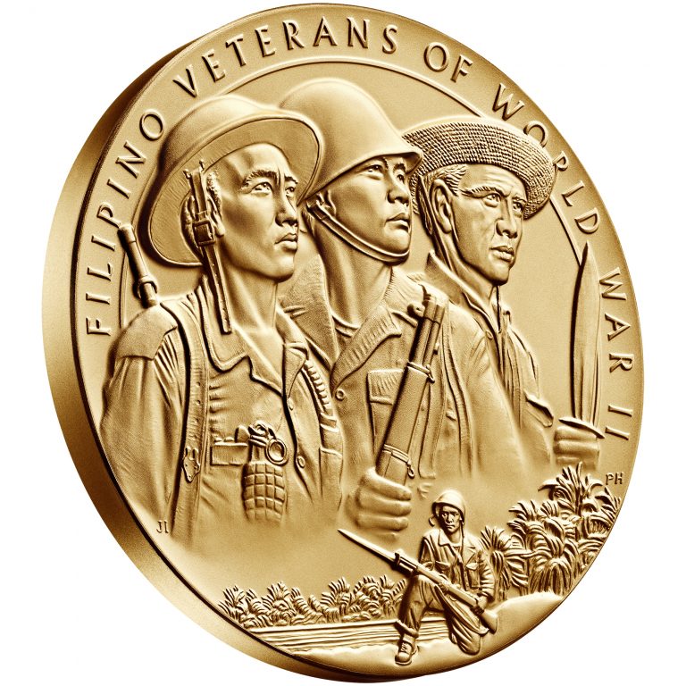Filipino Veterans World War II Bronze Medal Three Inch Obverse Angle
