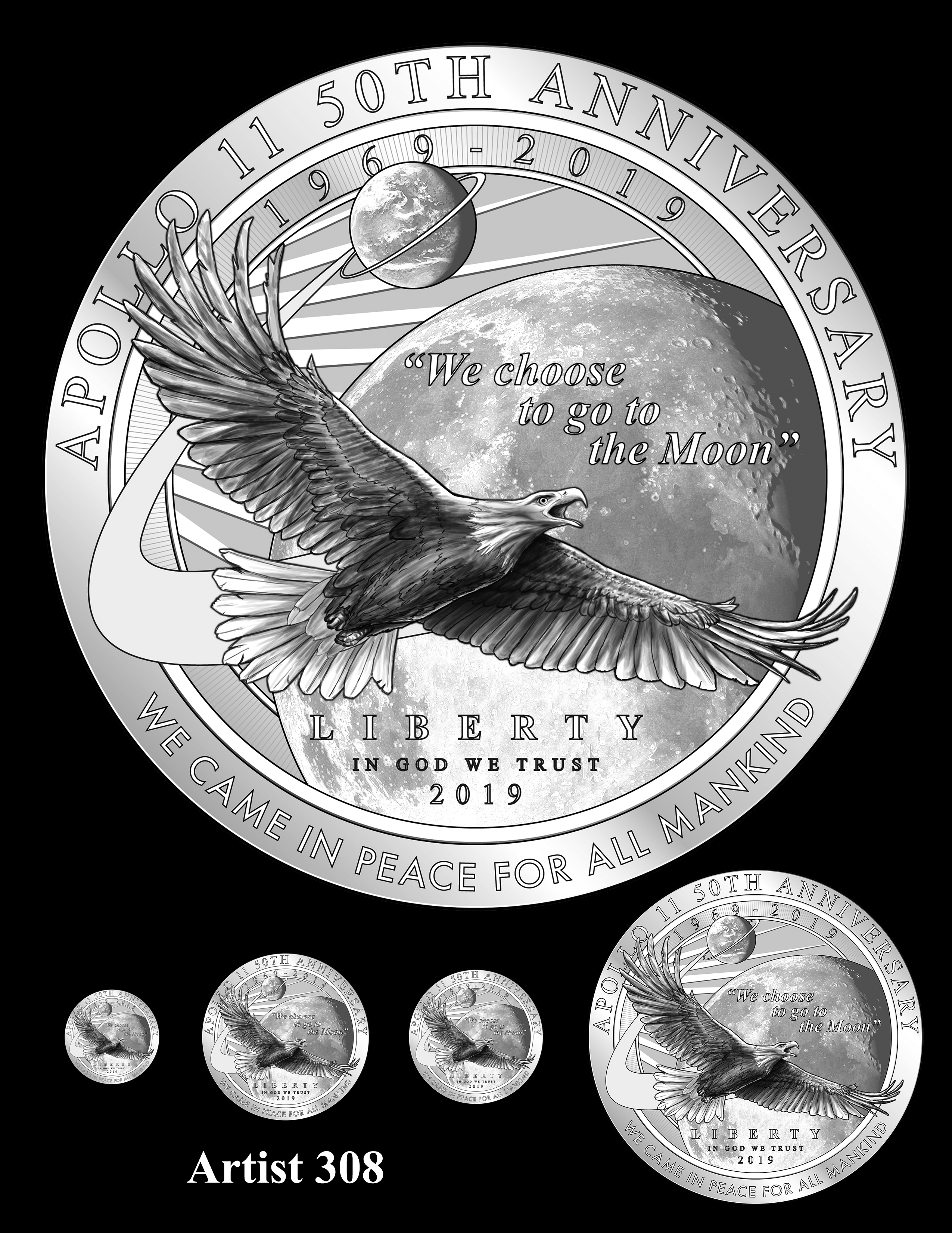 Artist 308 -- Apollo 11 50th Anniversary Commemorative Coin Obverse Design Competition