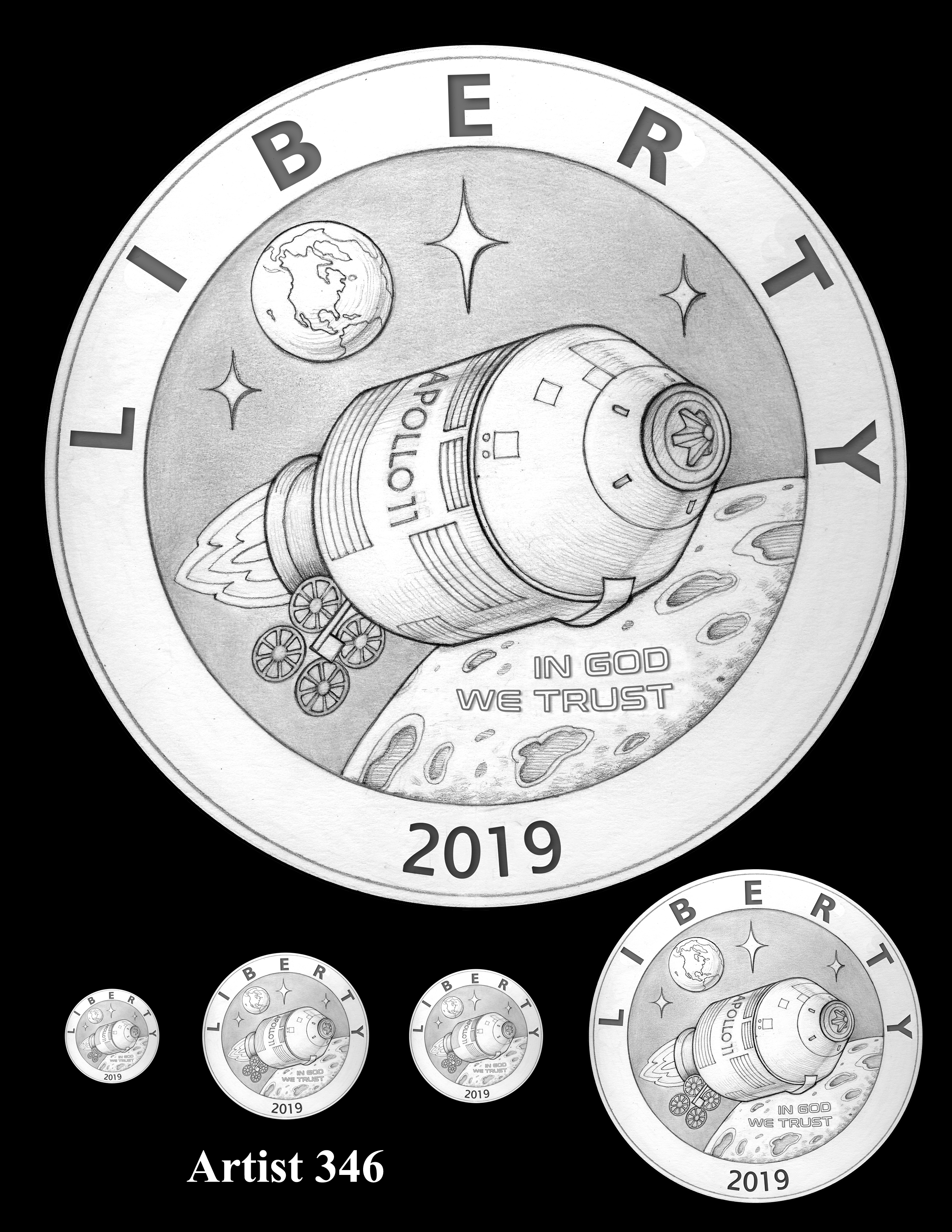 Artist 346 -- Apollo 11 50th Anniversary Commemorative Coin Obverse Design Competition