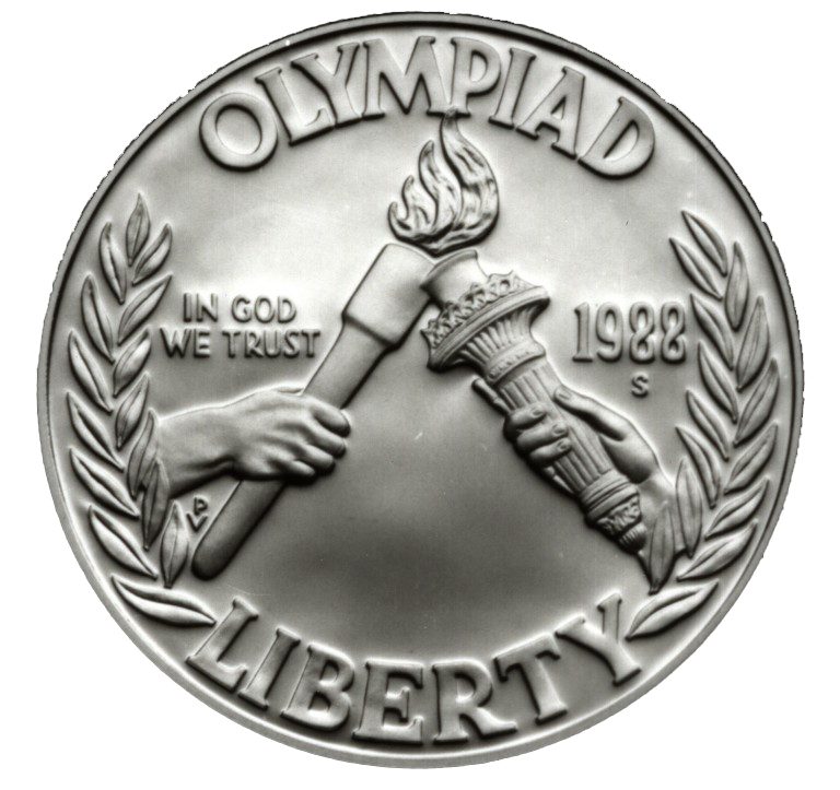 1988 Olympics Seoul Korea Commemorative Silver One Dollar Proof Obverse