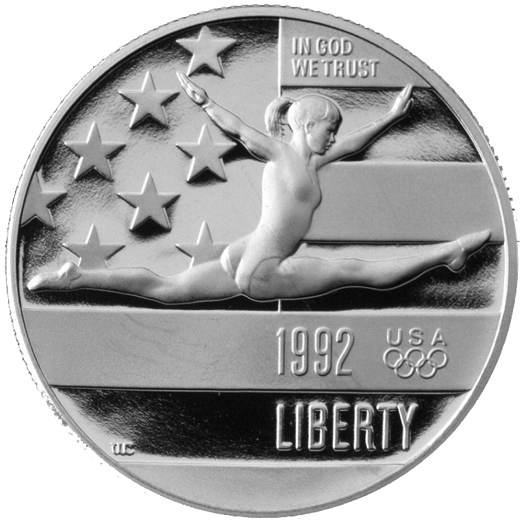 1992 Olympics France and Spain Commemorative Clad Half Dollar Proof Obverse