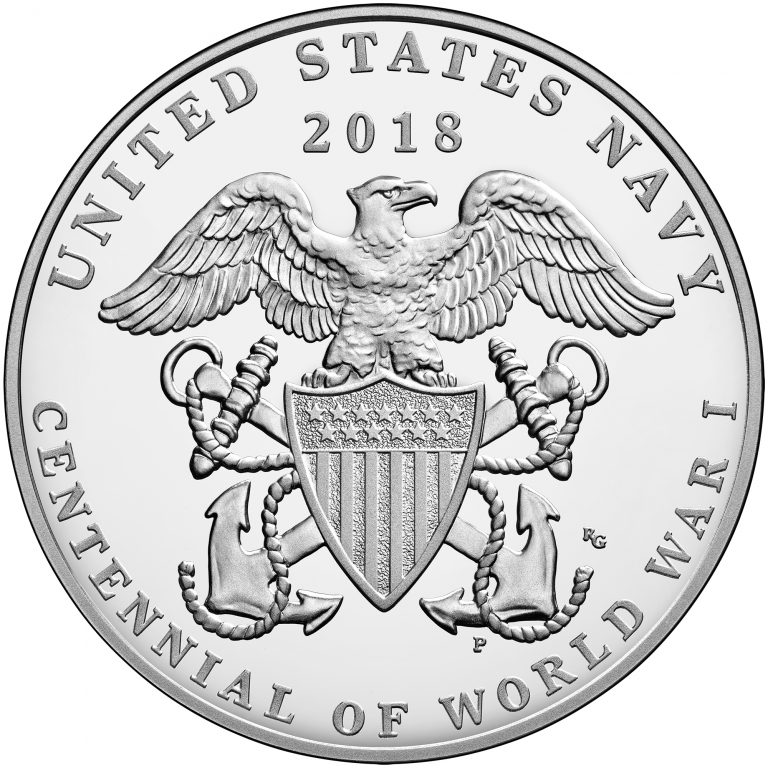 2018 World War I Centennial Commemorative Silver Medal Navy Reverse