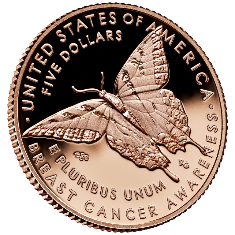 2018 Breast Cancer Awareness Commemorative Gold Proof Coin Reverse Angle