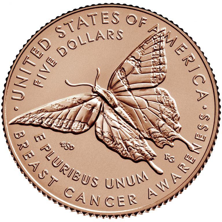 2018 Breast Cancer Awareness Commemorative Gold Coin reverse sculpt