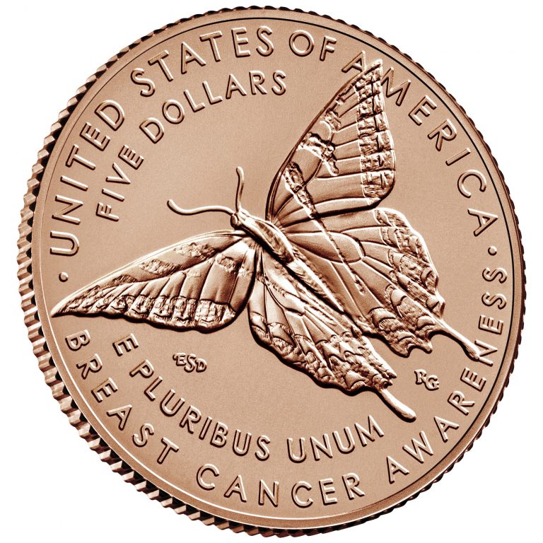 2018 Breast Cancer Awareness Commemorative Gold Uncirculated Coin Reverse Angle