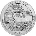2018 America the Beautiful Quarters Five Ounce Silver Uncirculated Coin Apostle Islands Wisconsin Reverse