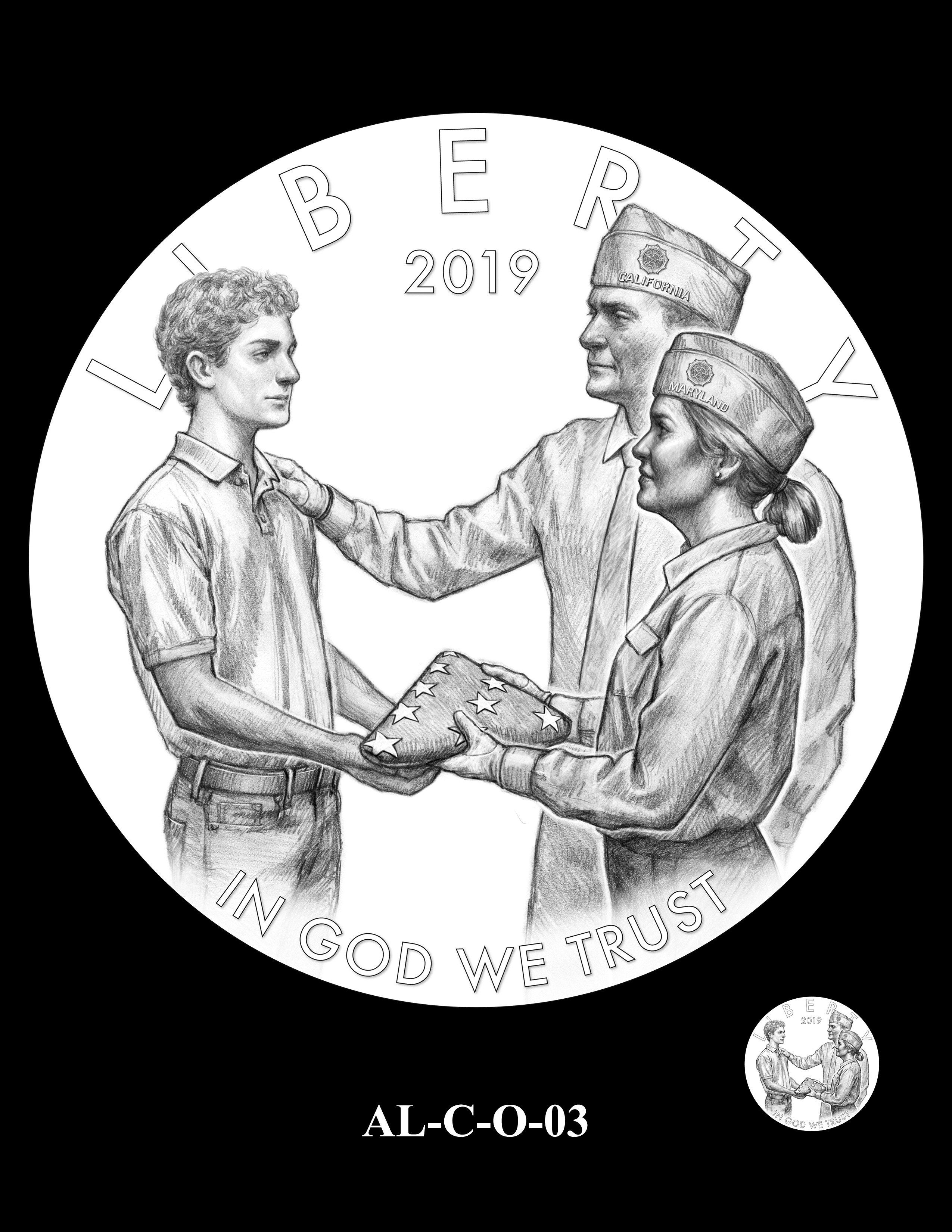 AL-C-O-03 -- 2019 American Legion 100th Anniversary Commemorative Coin Program - Clad Obverse