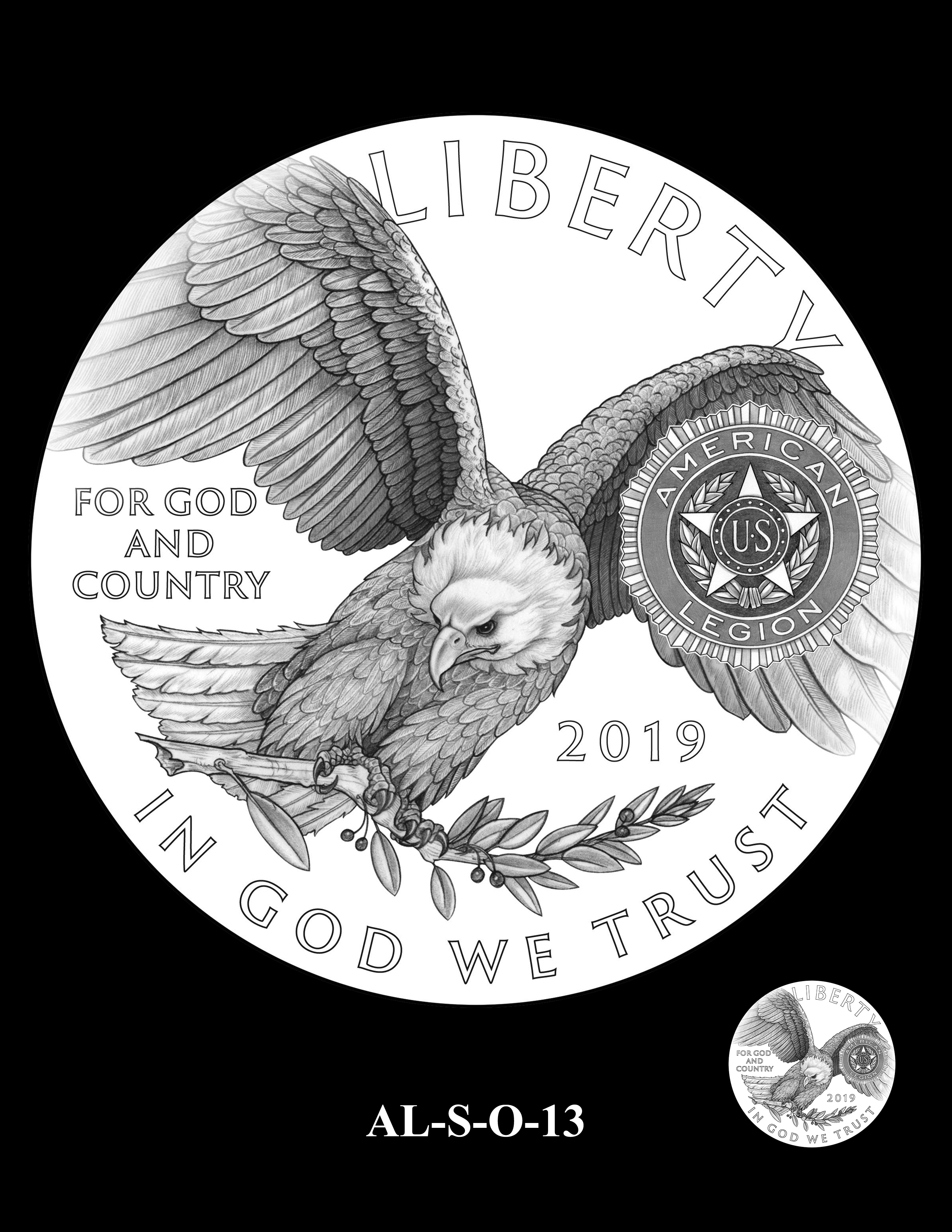 AL-S-O-13 -- 2019 American Legion 100th Anniversary Commemorative Coin Program - Silver Obverse