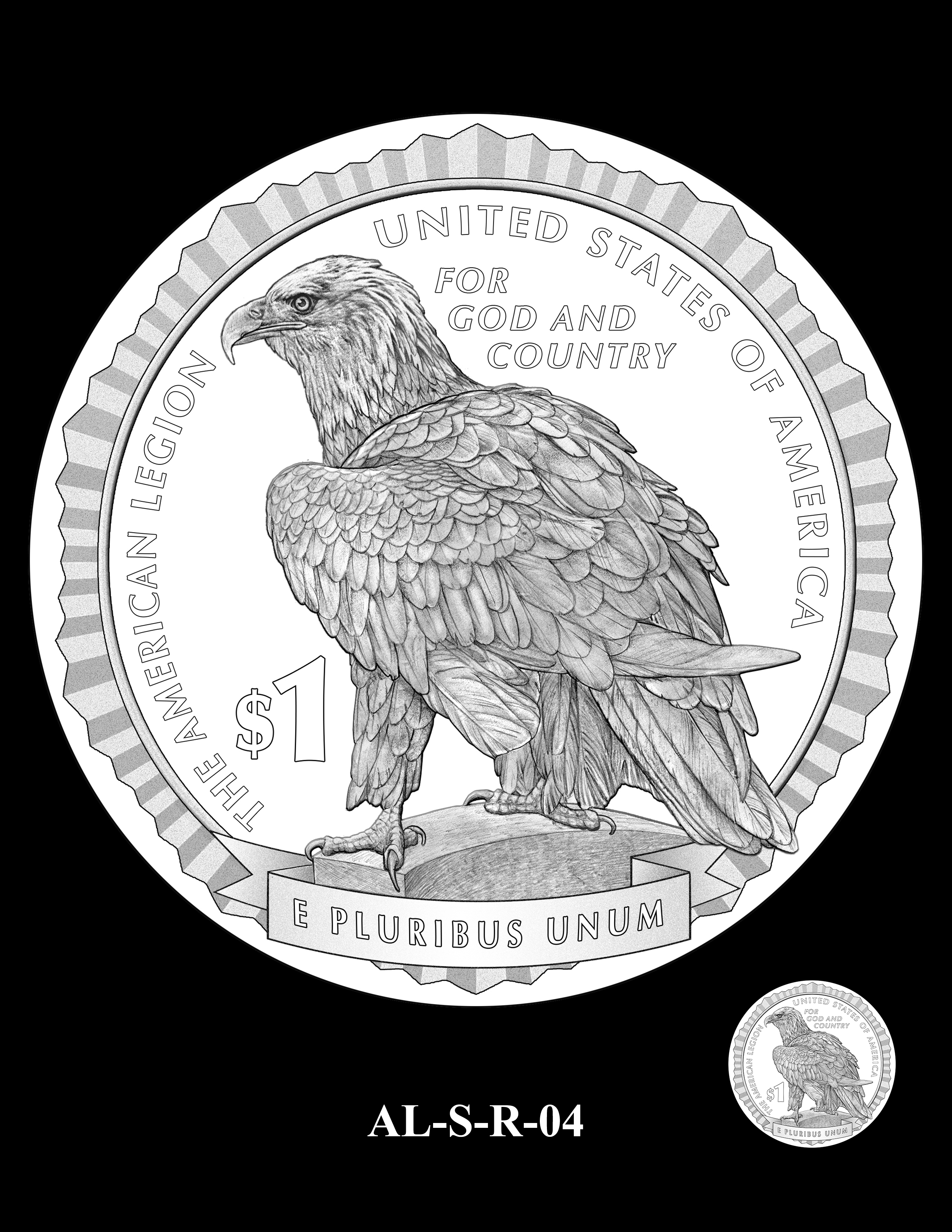 AL-S-R-04 -- 2019 American Legion 100th Anniversary Commemorative Coin Program - Silver Reverse
