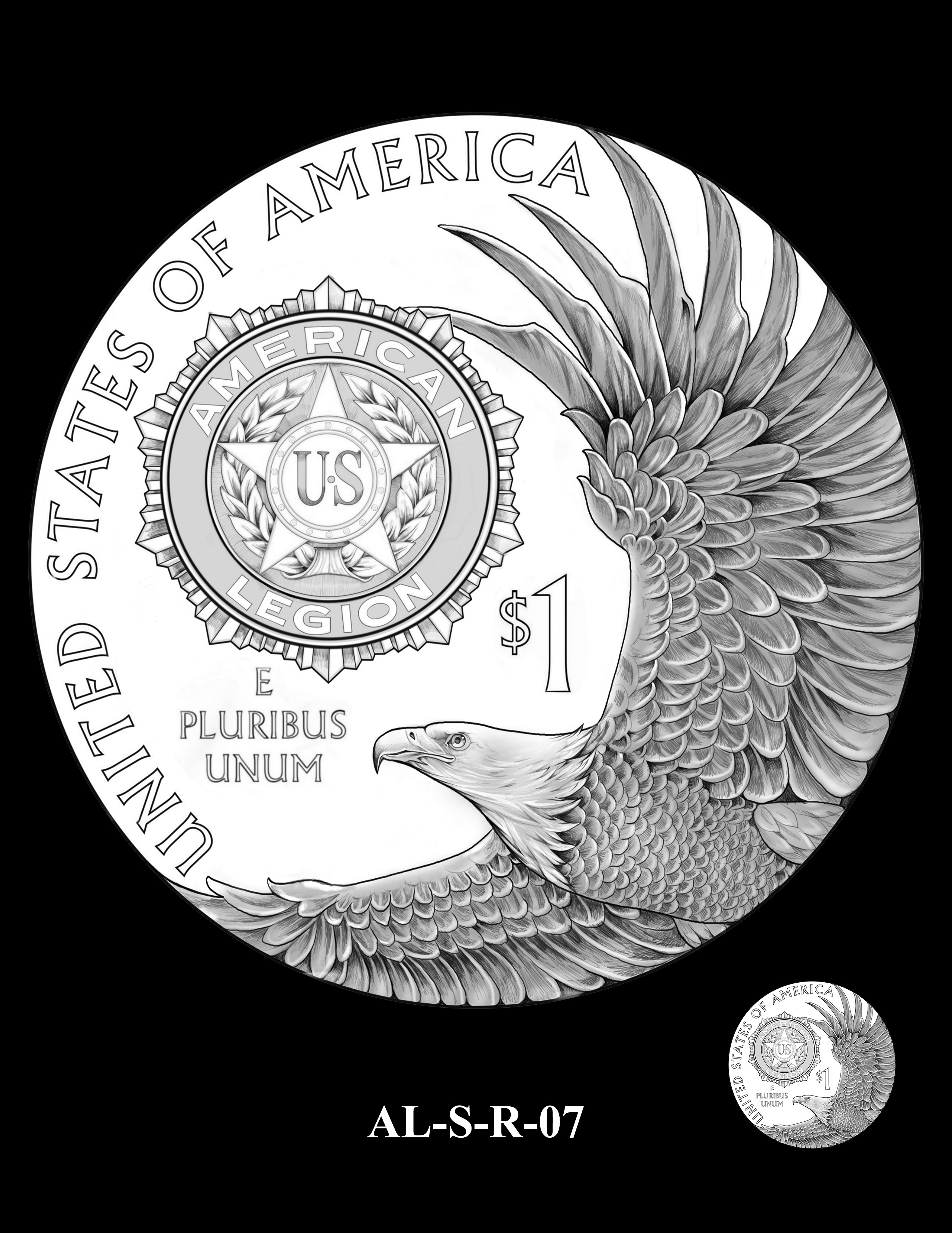 AL-S-R-07 -- 2019 American Legion 100th Anniversary Commemorative Coin Program - Silver Reverse