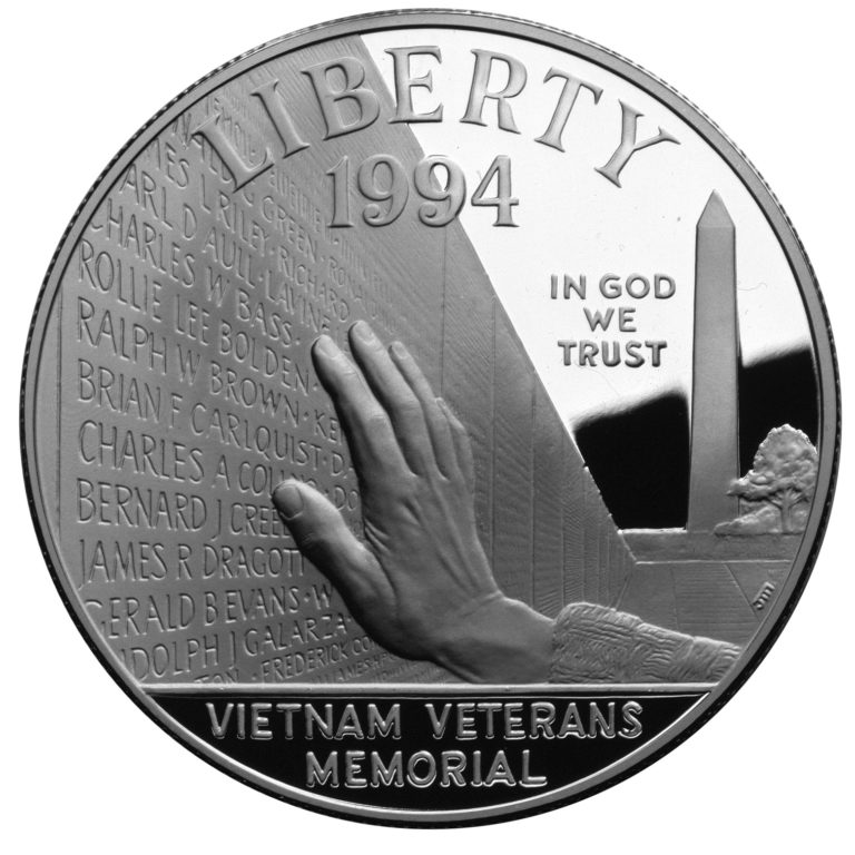 1994 Vietnam Veterans War Memorial Commemorative Silver Dollar Proof Obverse