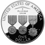 1994 Vietnam Veterans War Memorial Commemorative Silver Dollar Proof Reverse