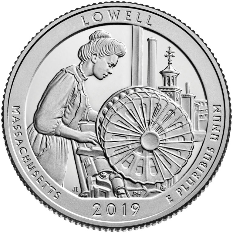 2019 America the Beautiful Quarters Coin Lowell Massachusetts Proof Reverse