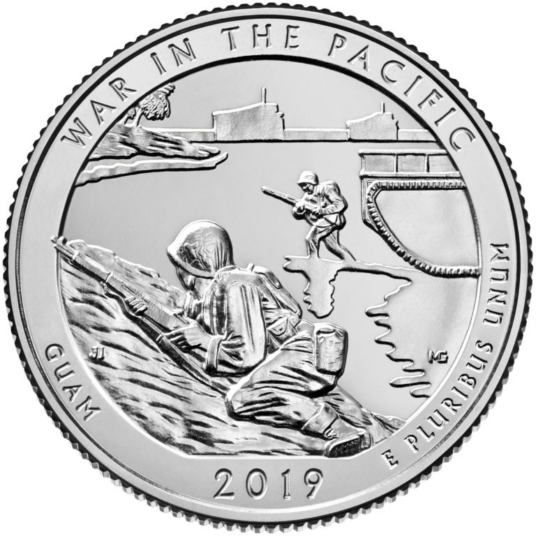 2019 America the Beautiful Quarters Coin War in the Pacific Guam Uncirculated Reverse