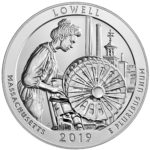 2019 America the Beautiful Quarters Five Ounce Silver Bullion Coin Lowell Massachusetts Reverse