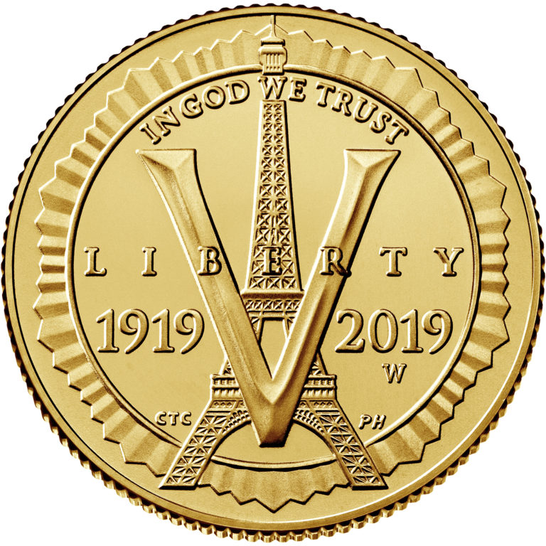 2019 American Legion 100th Anniversary Commemorative Gold Uncirculated Five Dollar Obverse