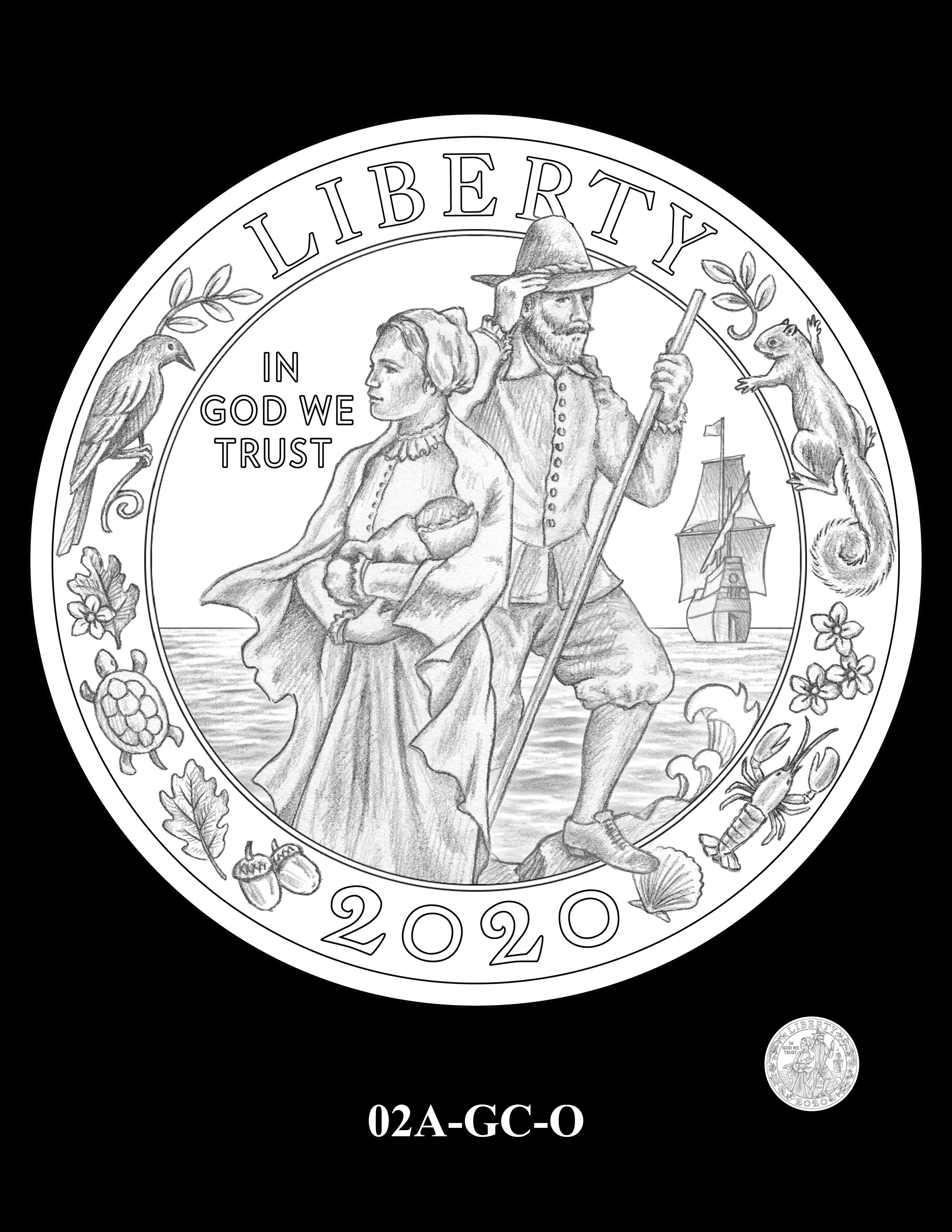 02A-GC-O -  2020 Mayflower 400th Anniversary 24K Gold Coin &amp; Silver Medal Program