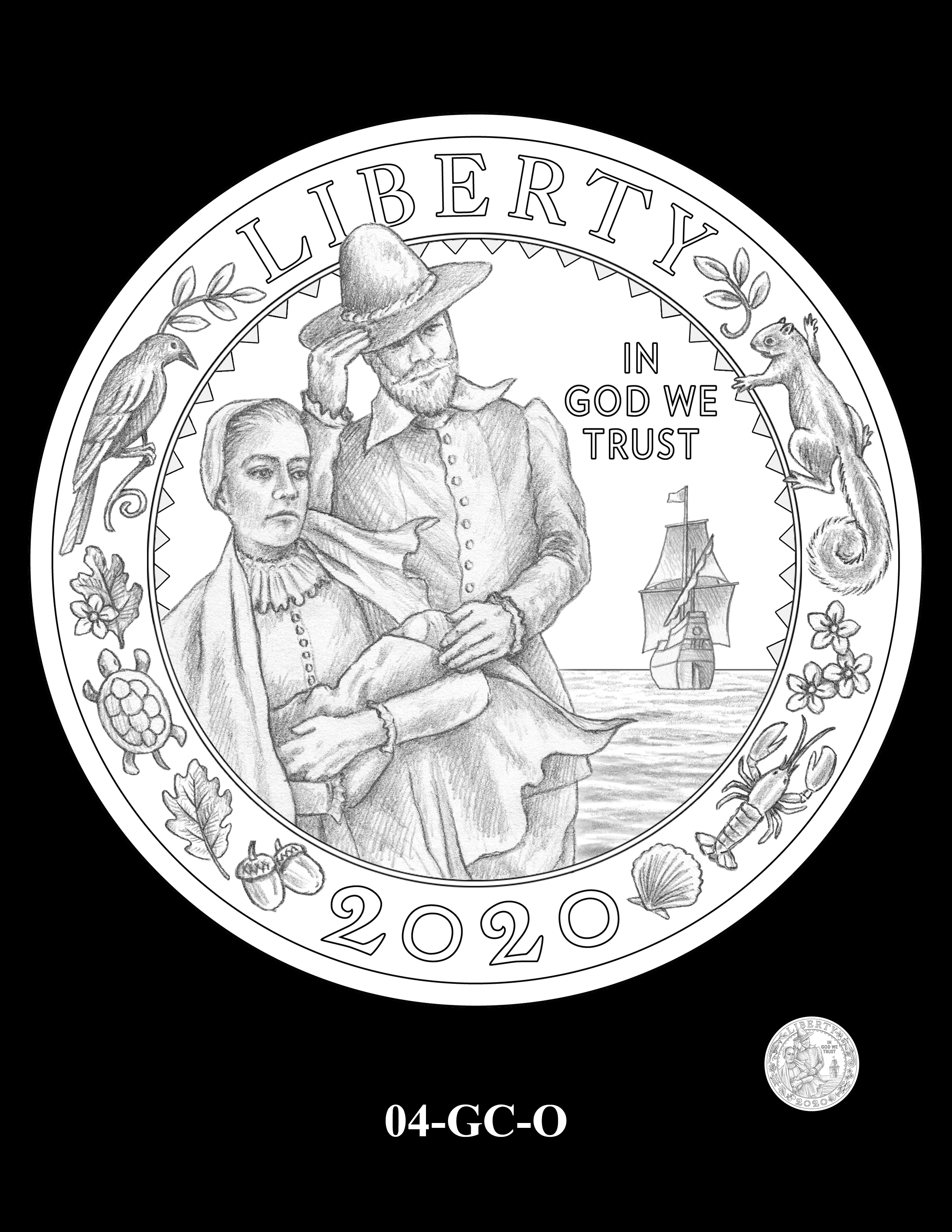04-GC-O - 2020 Mayflower 400th Anniversary 24K Gold Coin &amp; Silver Medal Program