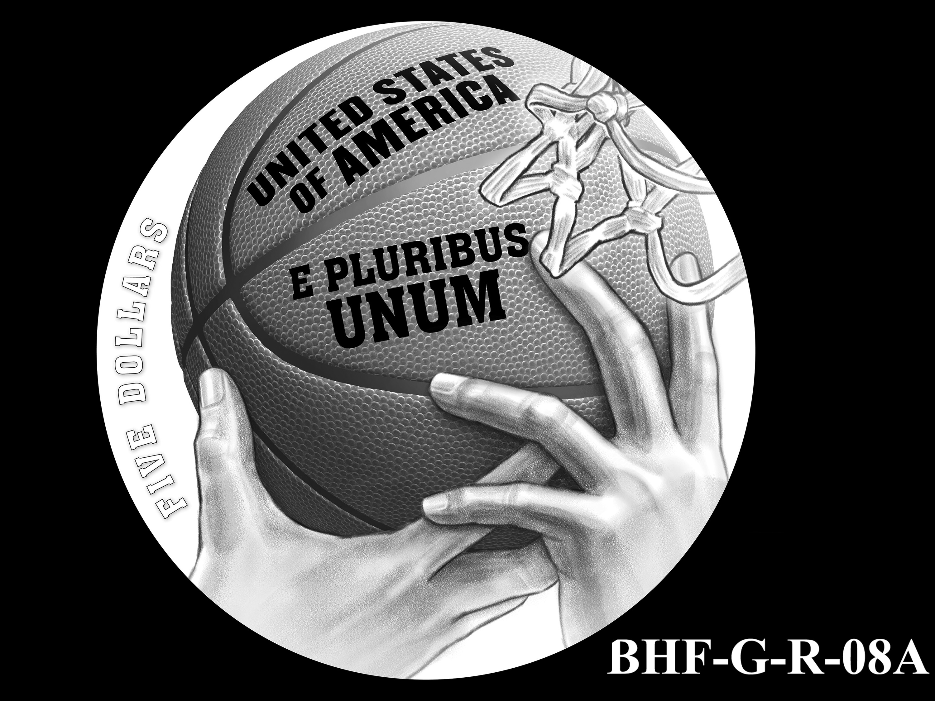 BHF-G-R-08A -- 2020 Basketball Hall of Fame Commemorative Coin Program - Gold Reverse