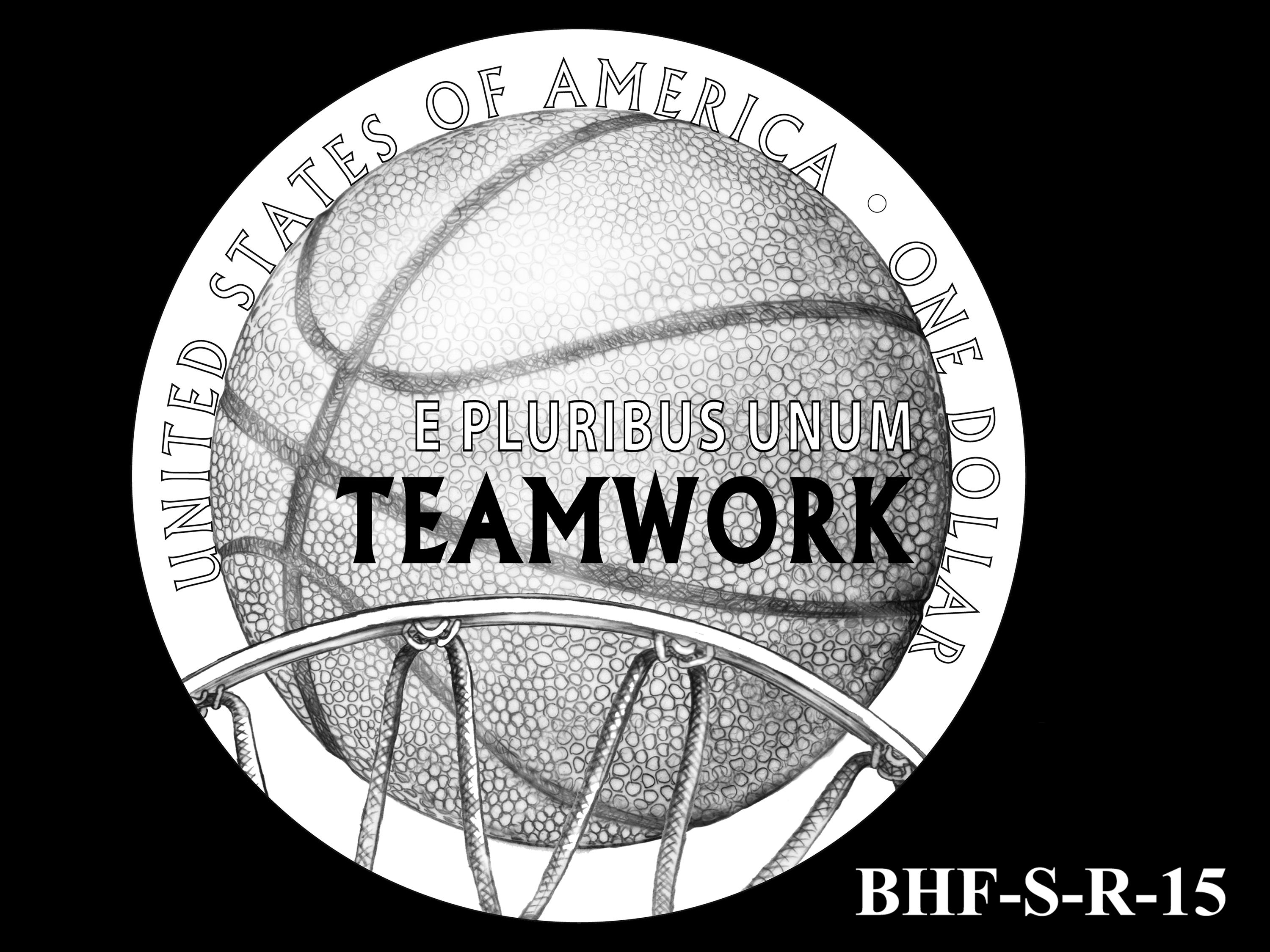 BHF-S-R-15 -- 2020 Basketball Hall of Fame Commemorative Coin Program - Silver Reverse