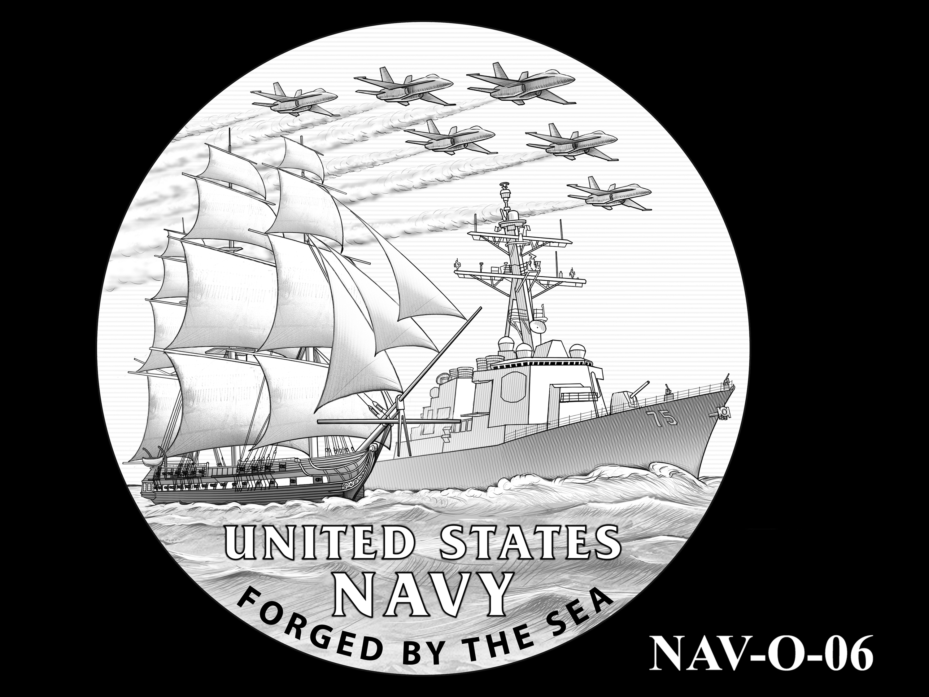 NAV-O-06 -- 2021 United States Navy Silver Medal  - Obverse