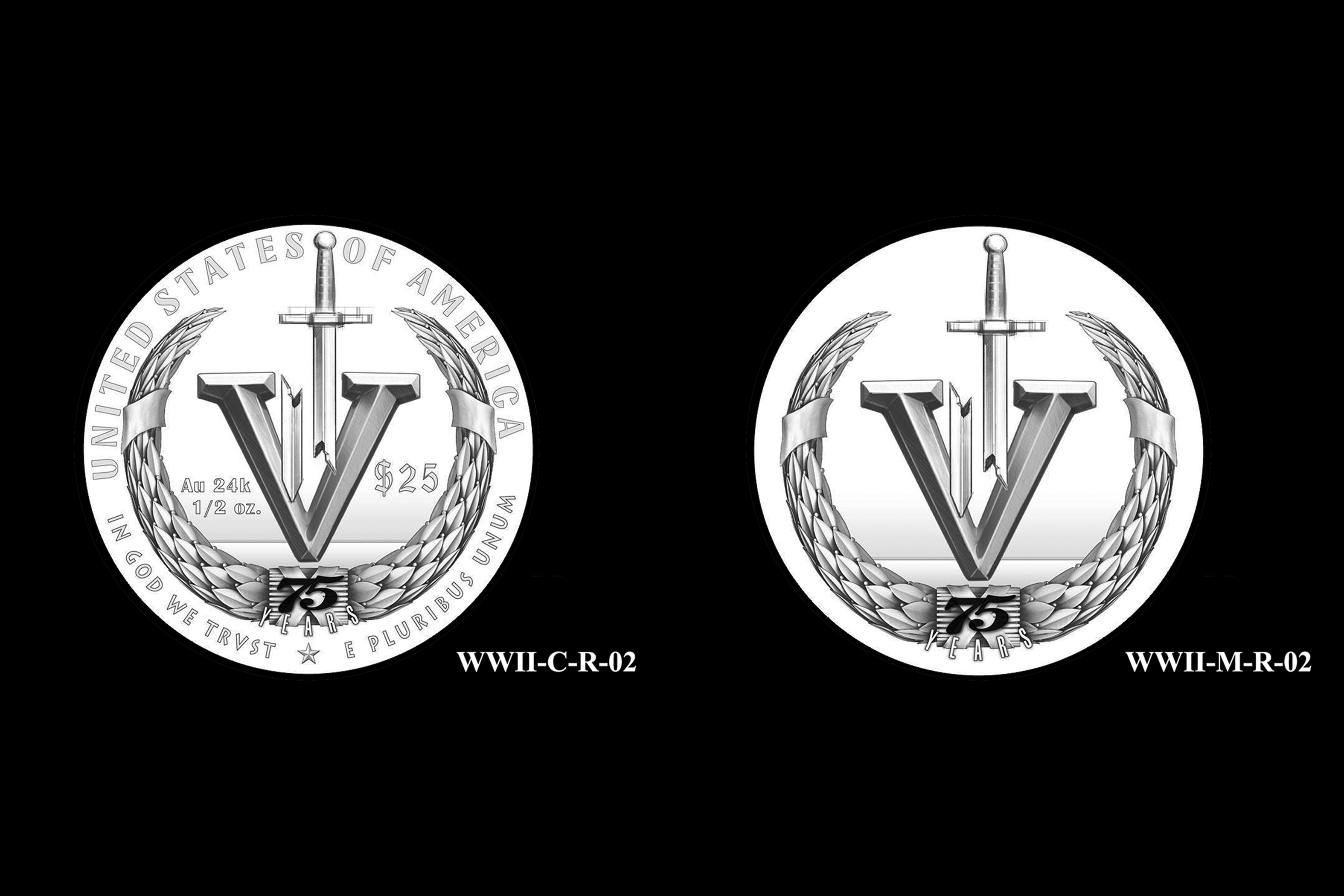WWII-C-R-02 and WWII-M-R-02 -- End of World War II 75th Anniversary Program - Reverse