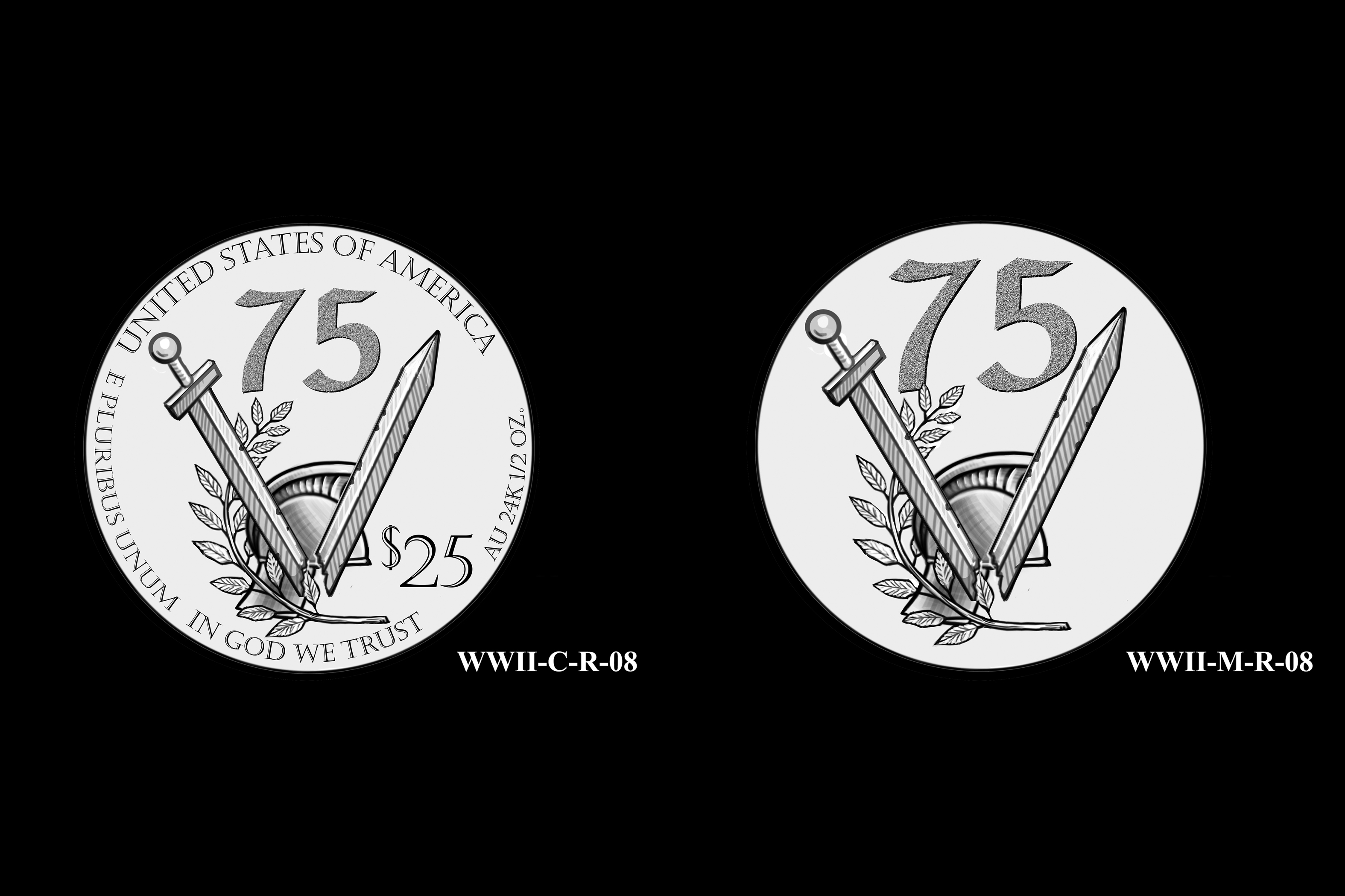 WWII-C-R-08 and WWII-M-R-08 -- End of World War II 75th Anniversary Program - Reverse