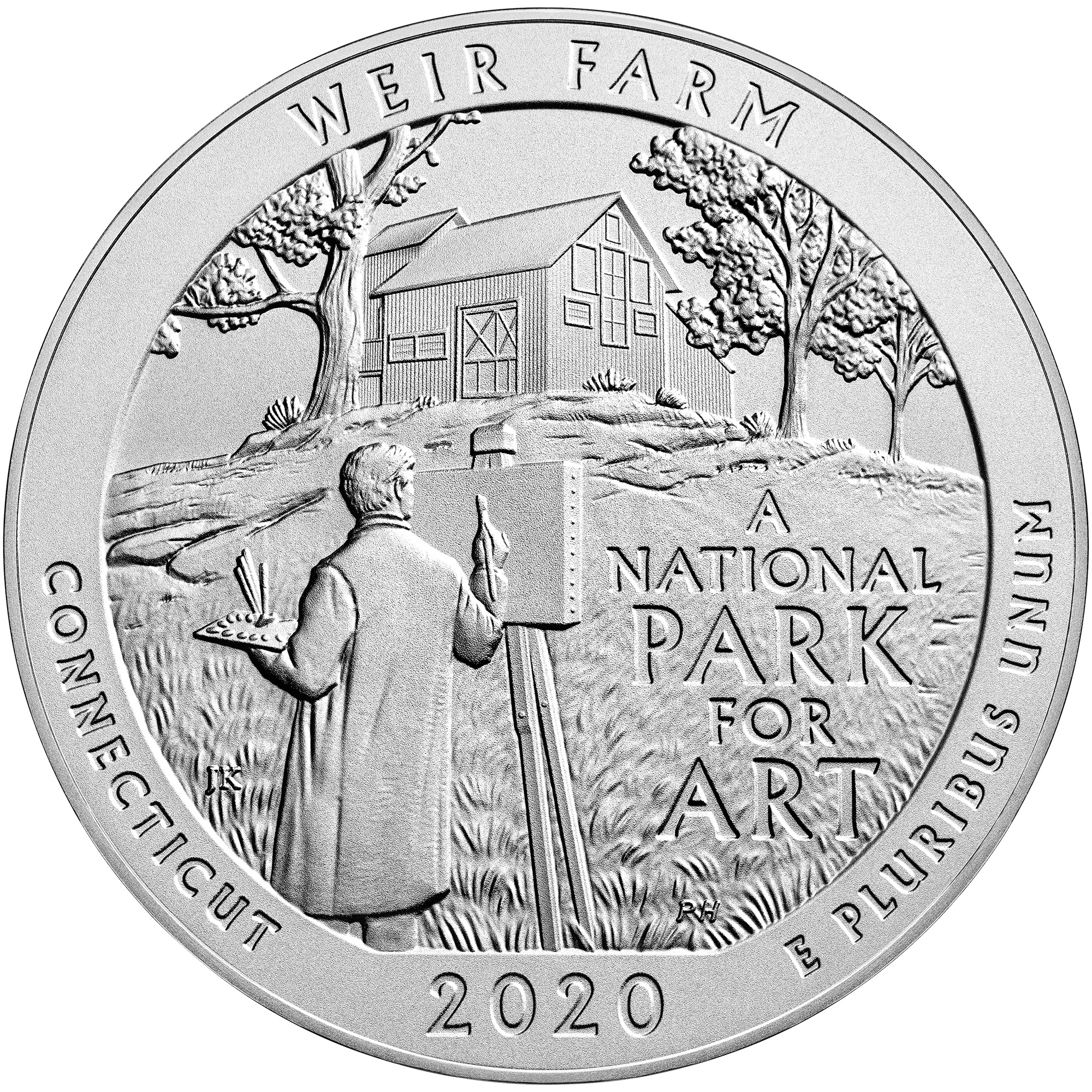 2020 America the Beautiful Quarters Five Ounce Silver Uncirculated Coin Weir Farm Connecticut Reverse