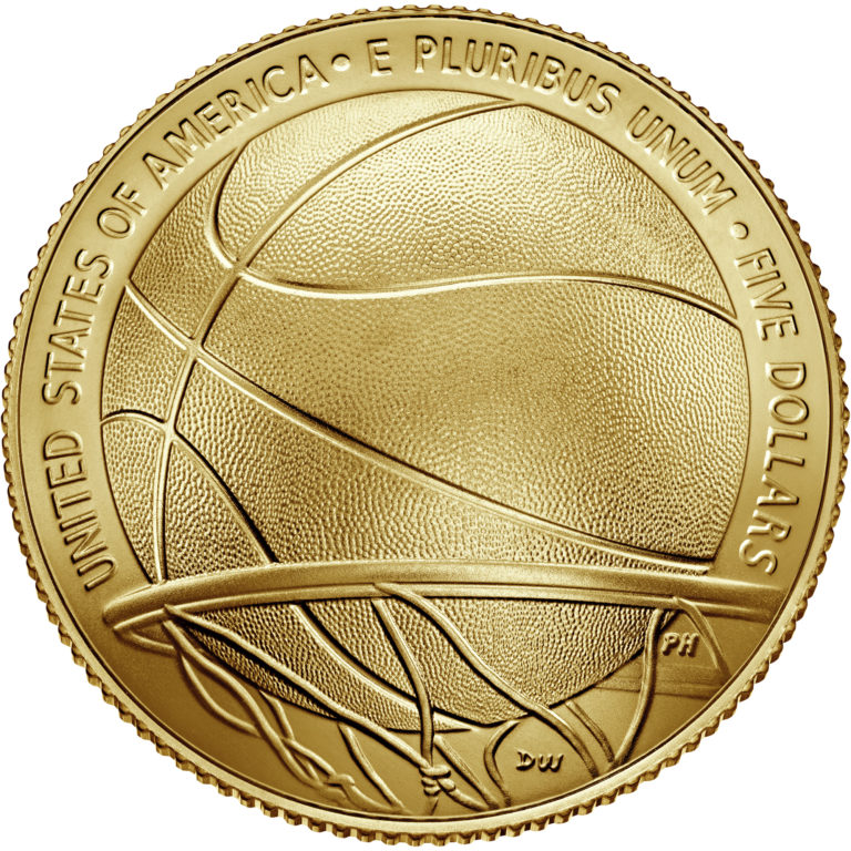 2020 Basketball Hall of Fame Commemorative Gold Five Dollar Uncirculated Reverse