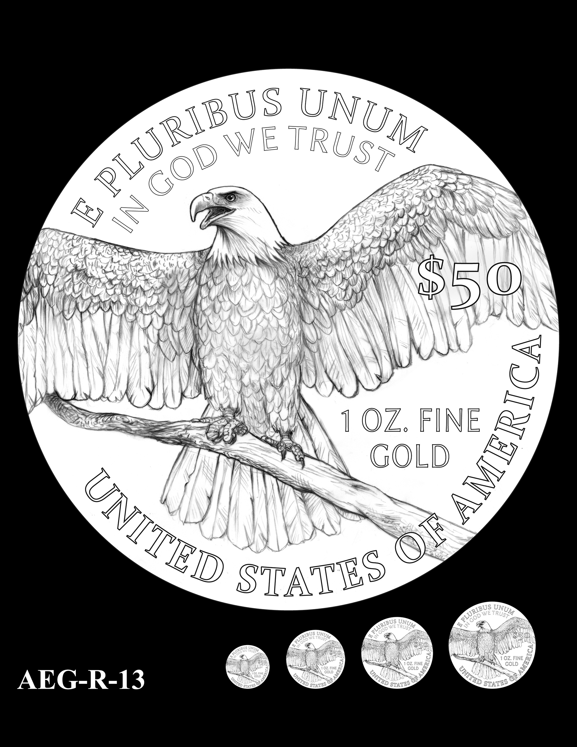 AEG-R-13 -- American Eagle Proof and Bullion Gold Coin - Reverse