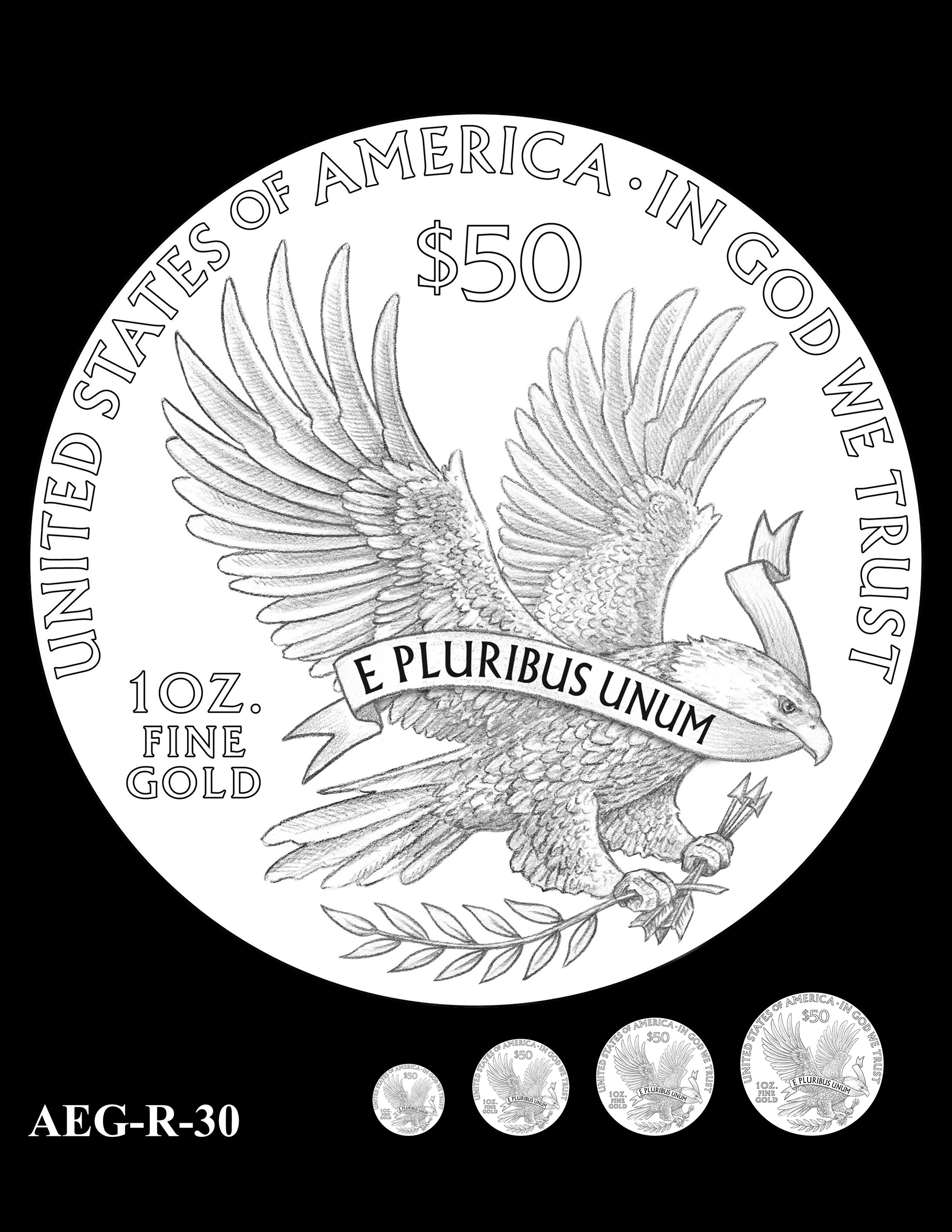 AEG-R-30 -- American Eagle Proof and Bullion Gold Coin - Reverse
