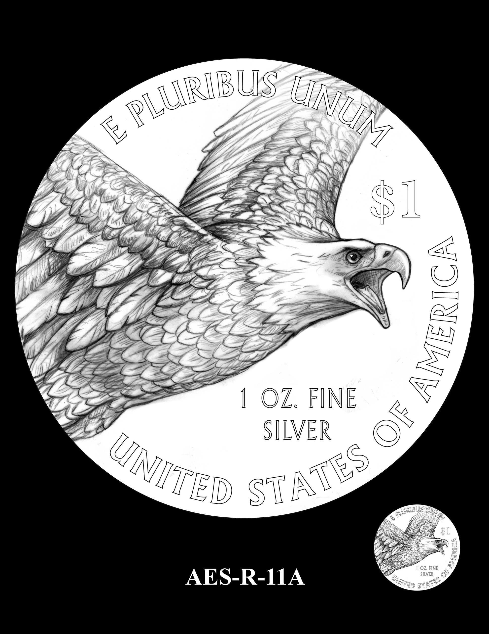 AES-R-11A -- American Eagle Proof and Bullion Silver Coin - Reverse