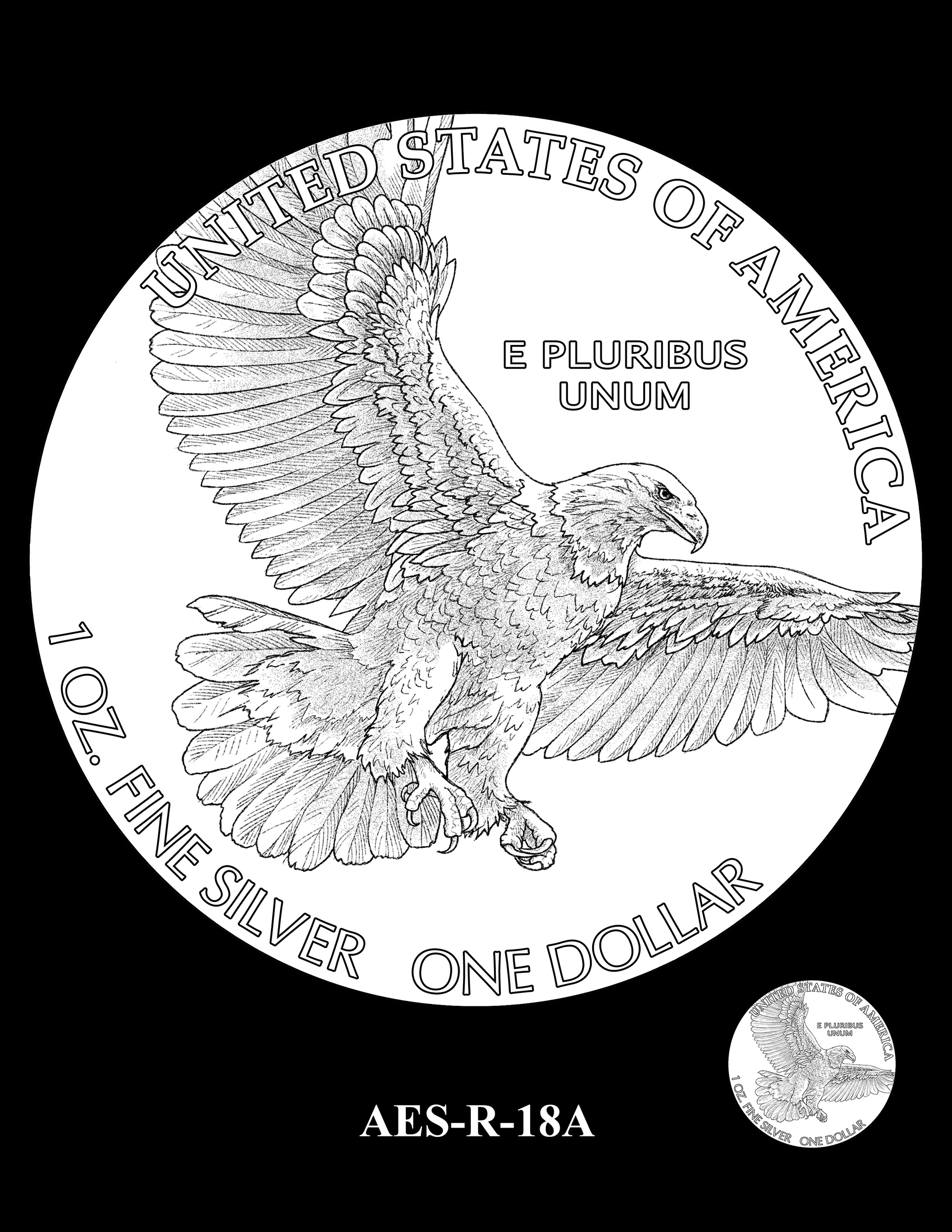 AES-R-18A -- American Eagle Proof and Bullion Silver Coin - Reverse