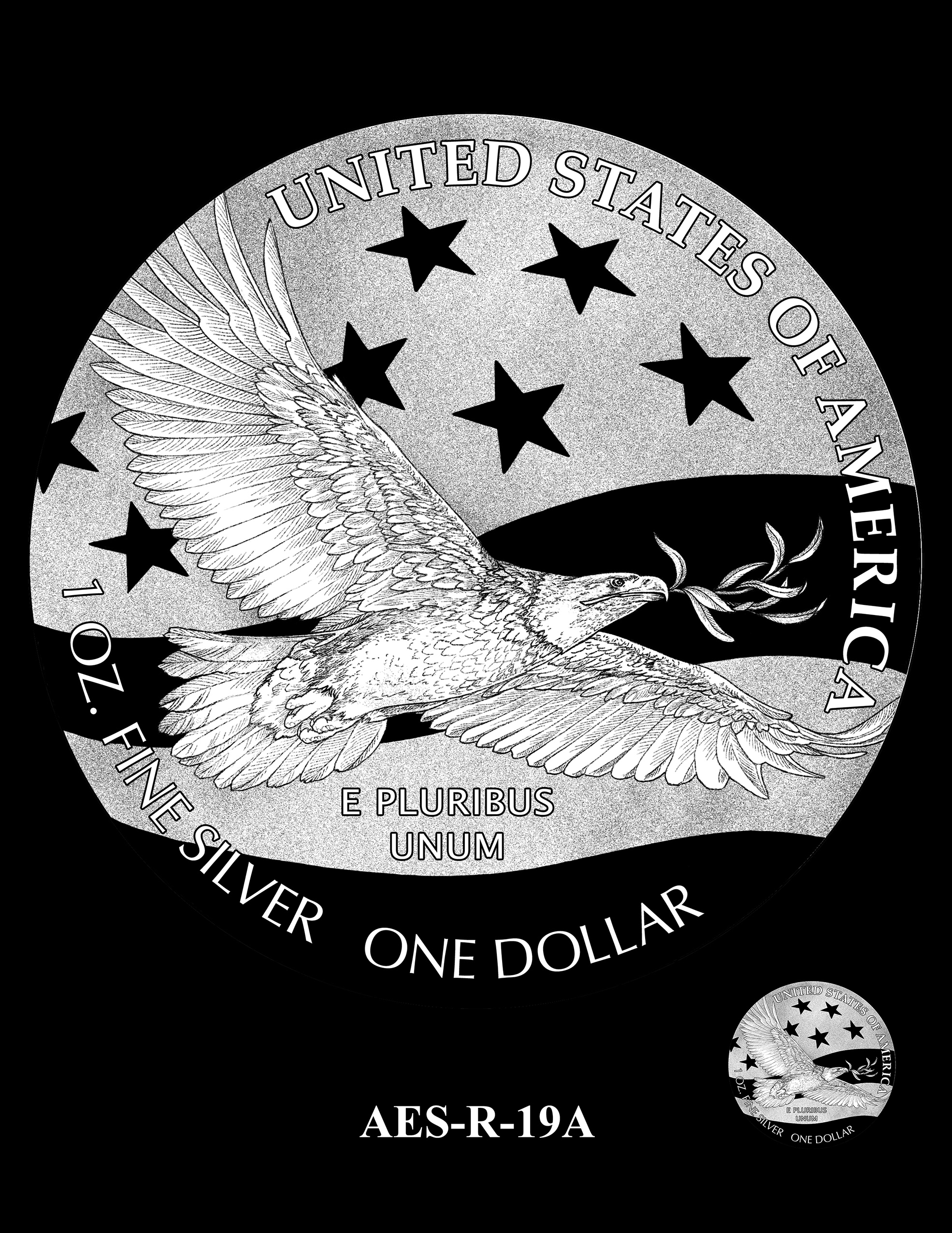 AES-R-19A -- American Eagle Proof and Bullion Silver Coin - Reverse