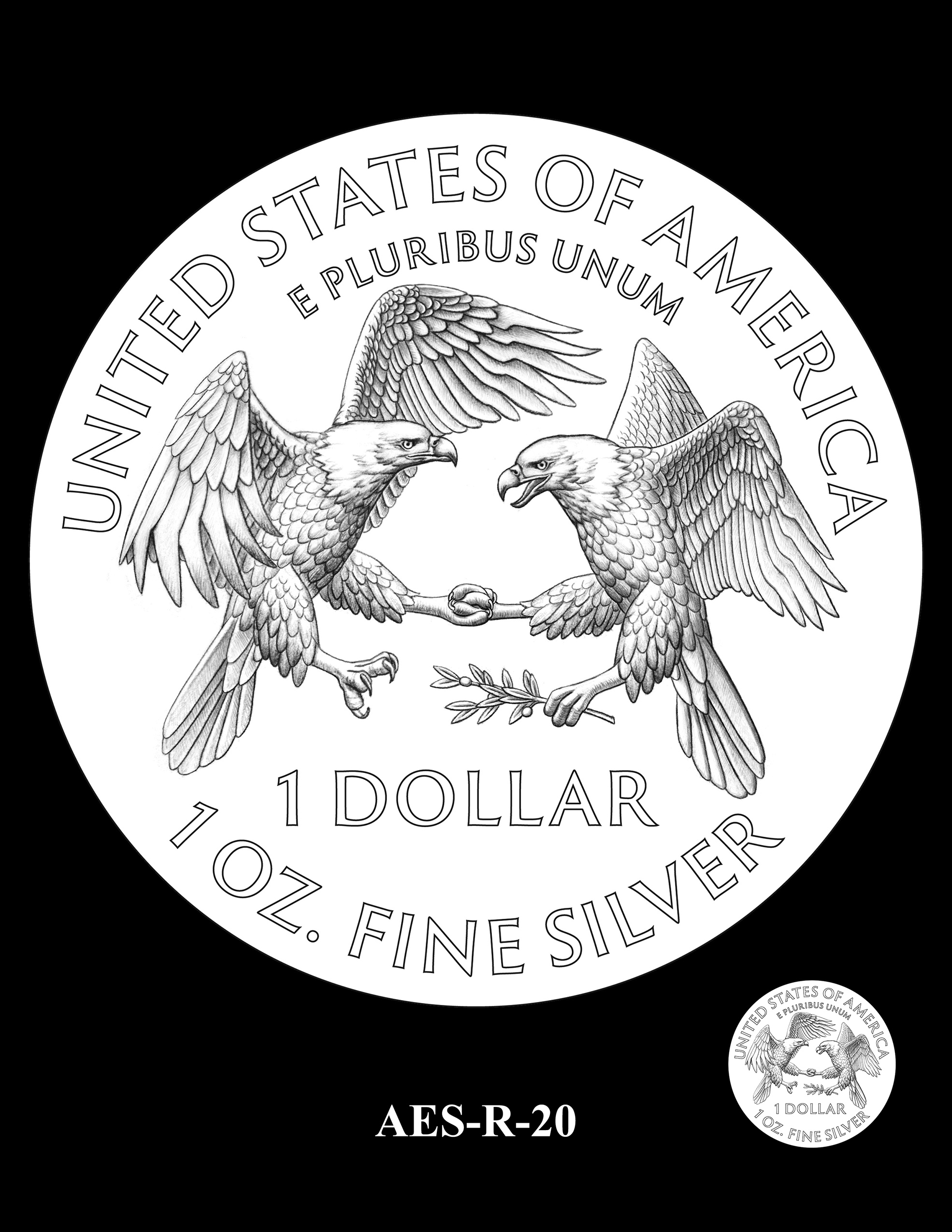 AES-R-20 -- American Eagle Proof and Bullion Silver Coin - Reverse