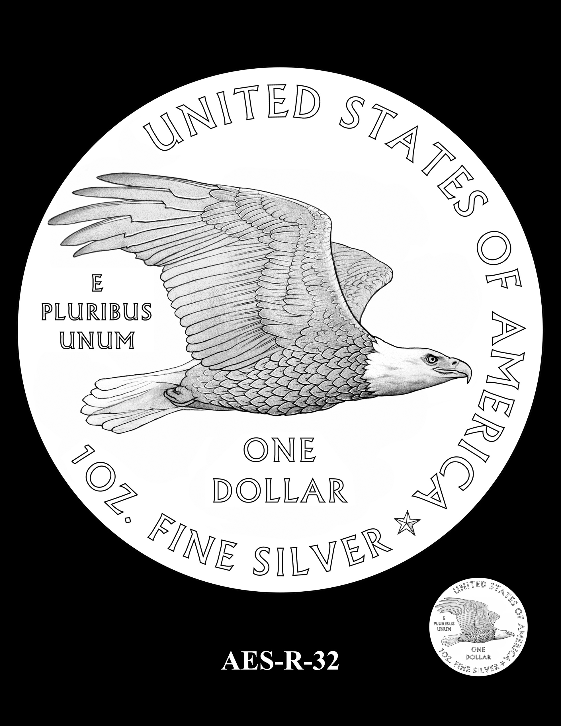 AES-R-32 -- American Eagle Proof and Bullion Silver Coin - Reverse