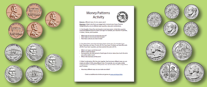 kids money patterns activity materials