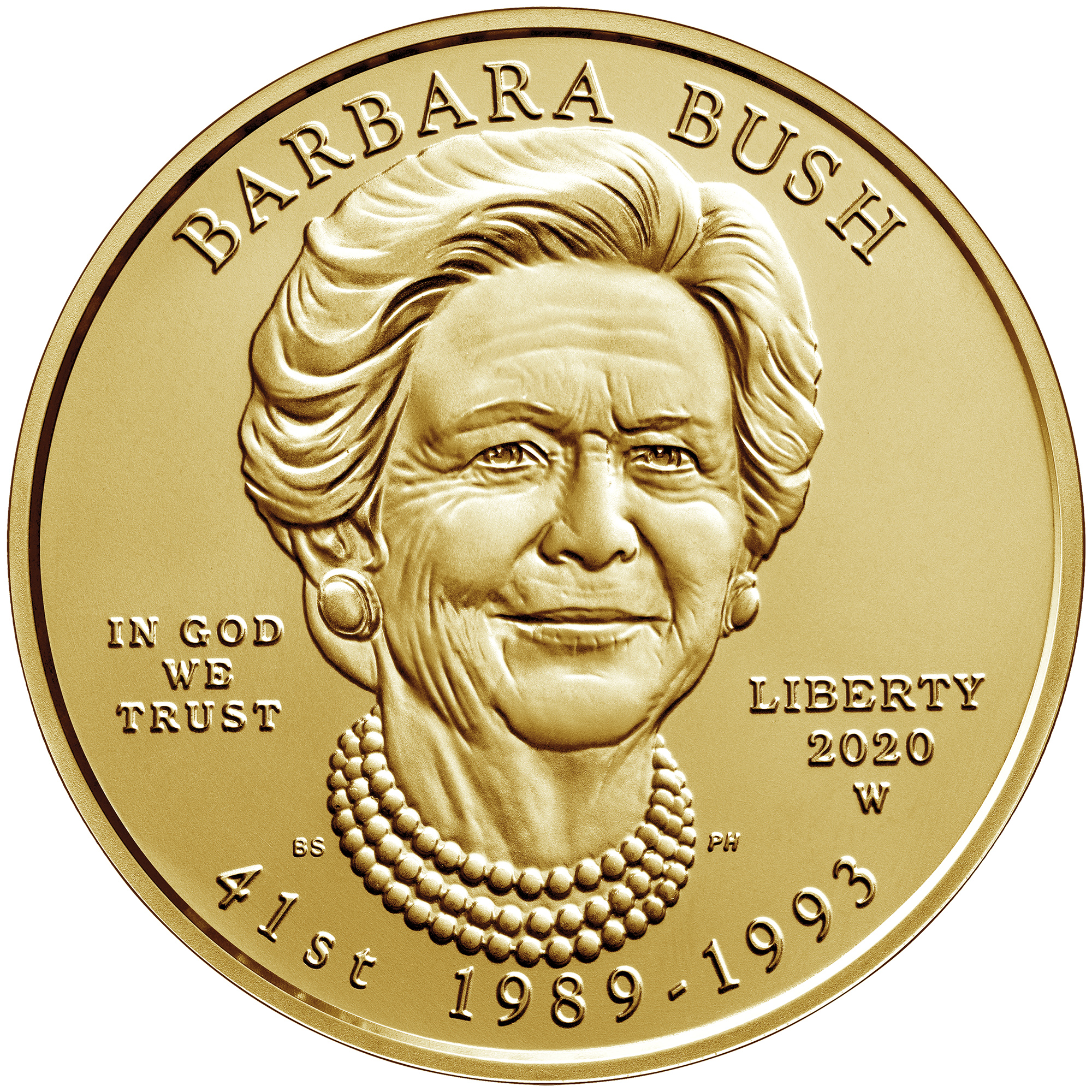 2020 First Spouse Gold Coin Barbara Bush Uncirculated Obverse