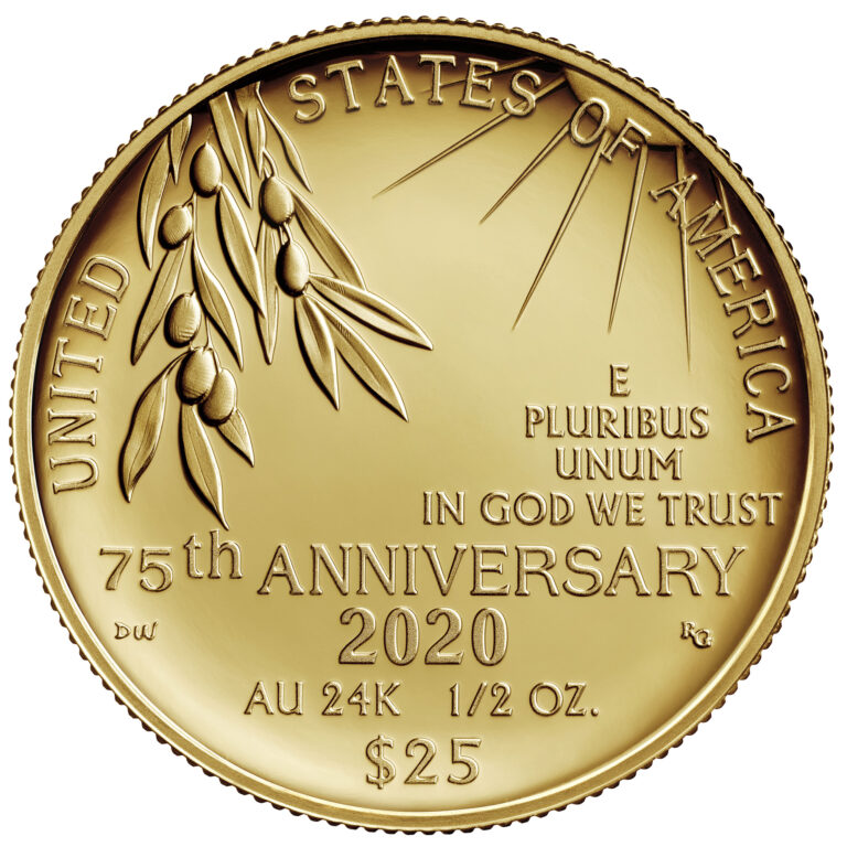 2020 End of World War II 75th Anniversary 24-Karat Gold Coin Reverse
