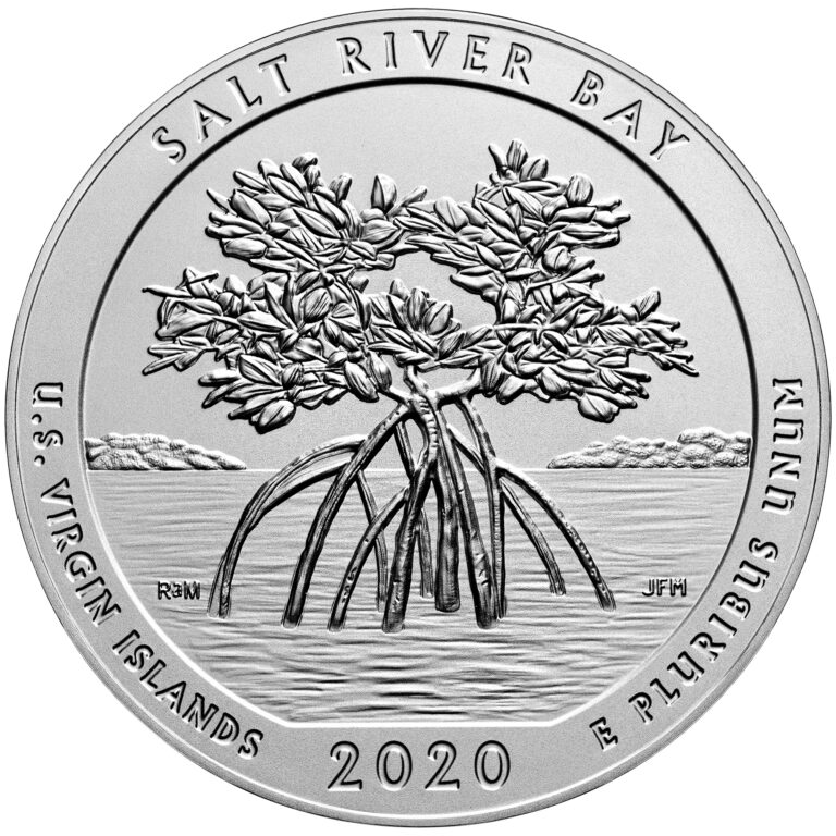 2020 America the Beautiful Quarters Five Ounce Silver Uncirculated Coin Salt River Bay U.S. Virgin Islands Reverse