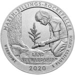 2020 America the Beautiful Quarters Five Ounce Silver Uncirculated Coin Marsh-Billings-Rockefeller Vermont Reverse