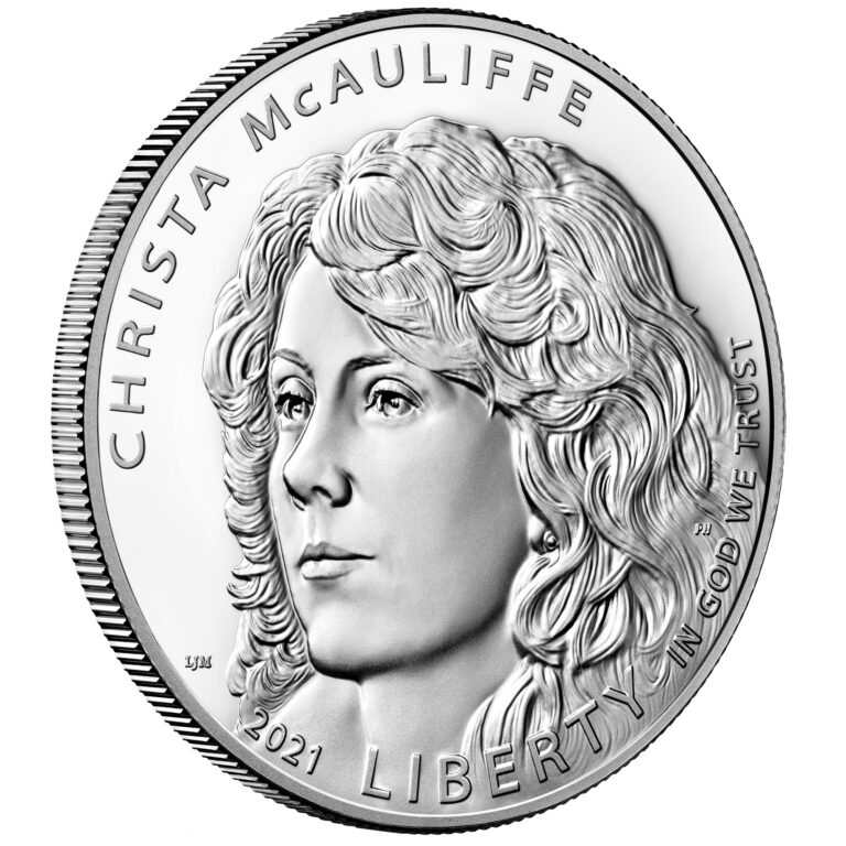2021 Christa McAuliffe Commemorative Coin Proof Obverse Angle