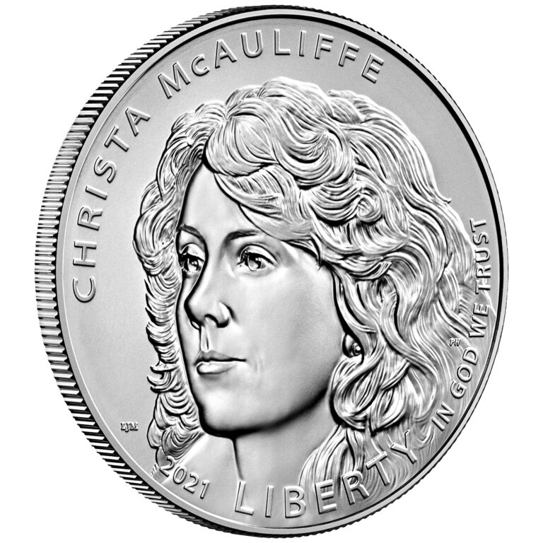 2021 Christa McAuliffe Commemorative Coin Uncirculated Obverse Angle