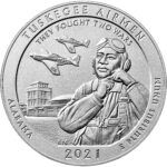 2021 America the Beautiful Quarters Five Ounce Silver Uncirculated Coin Tuskegee Airmen Alabama Reverse