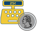 Coin Use - quarter and cash register
