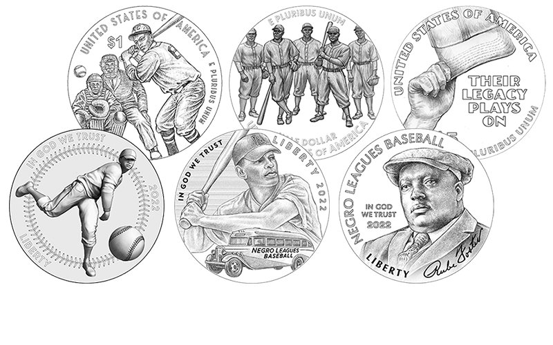 2022 Negro Leagues Baseball Commemorative Coin Program line art designs
